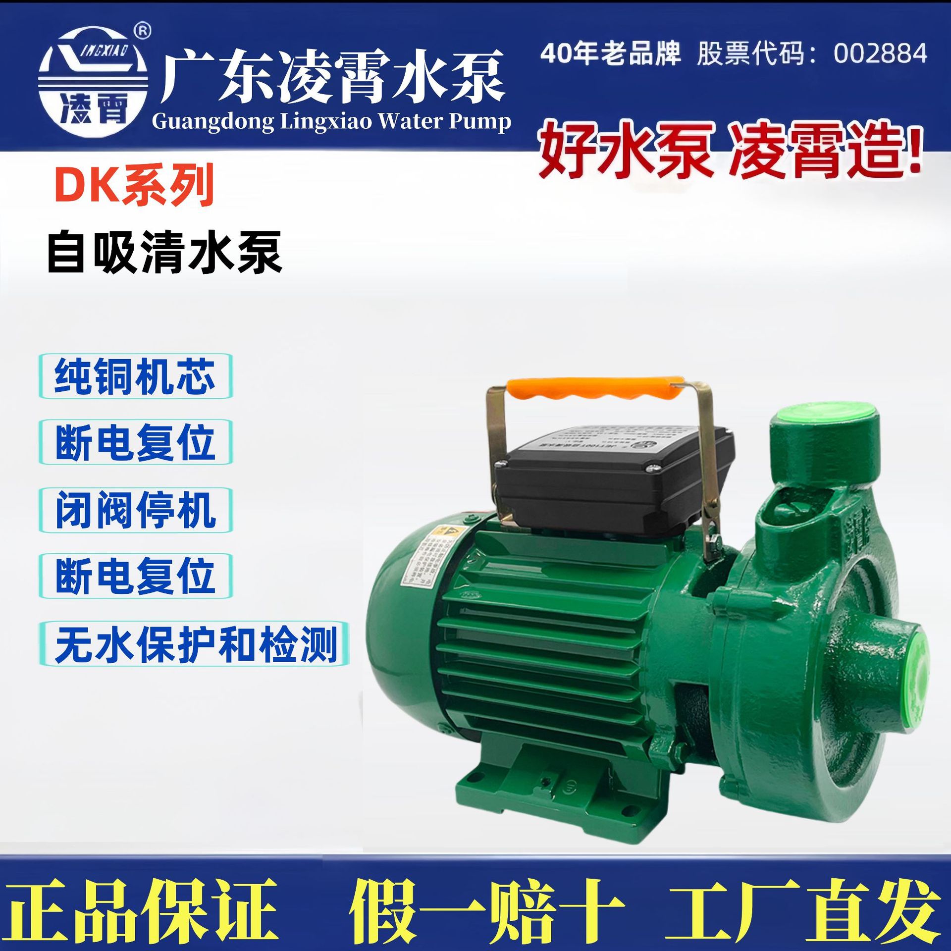 广东凌霄DK系列家用自吸清水泵小型抽水泵井水泵楼层增压泵加压泵