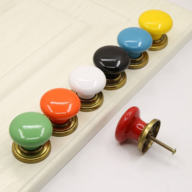 彩色柜门拉手衣柜门圆形单孔手柄简约儿童轻奢家具抽屉橱柜门把手