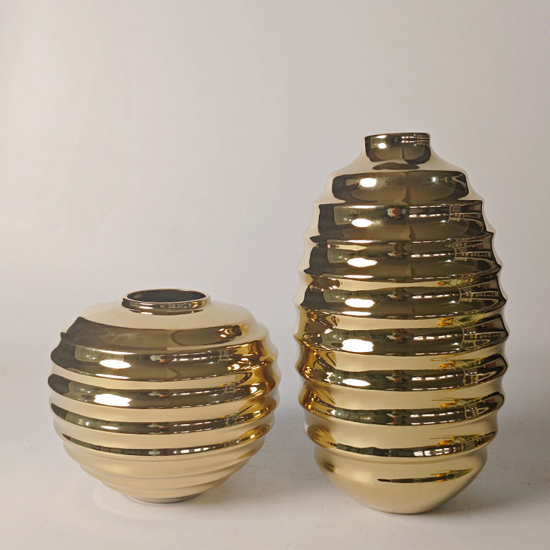 镀金镀银陶瓷花瓶北欧风客厅电视柜高级感插花器摆件,模玩/动漫/周边/娃圈三坑/桌游,文化/体育周边,淘宝优惠券,粉丝福利购,淘宝优惠卷