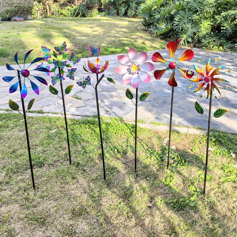 北欧风铁艺风车户外花园单面小风车对装别墅阳台公园庭院造景