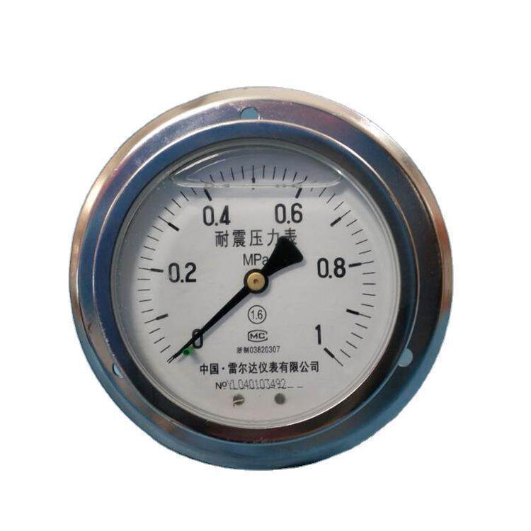 雷尔达YN-100ZT轴向带边耐震压力表0-0.6 1 1.6 40MPA抗震油压表