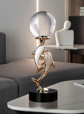 高档轻奢客厅摆件玄关年年有鱼水晶球高级感乔迁家居装饰品现代