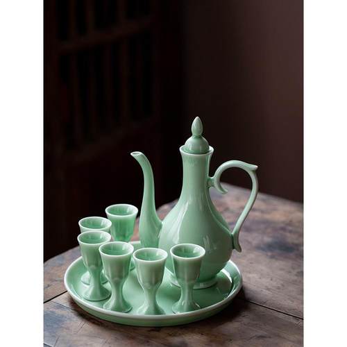 中式陶瓷酒壶仿古家用半斤装酒具套装分酒器老式一口杯古风白酒杯