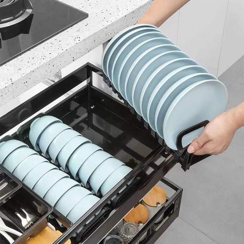 精选橱柜304不锈钢厨房拉篮双层抽拉式碗碟架碗盘收纳调味橱柜碗,家装主材,拉篮,淘宝优惠券,粉丝福利购,淘宝优惠卷