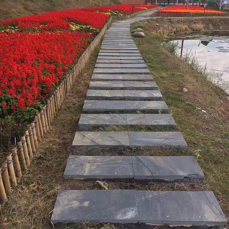 青石板踏步花园草坪垫脚园林汀步天然庭院地砖户外脚踏铺路石别墅
