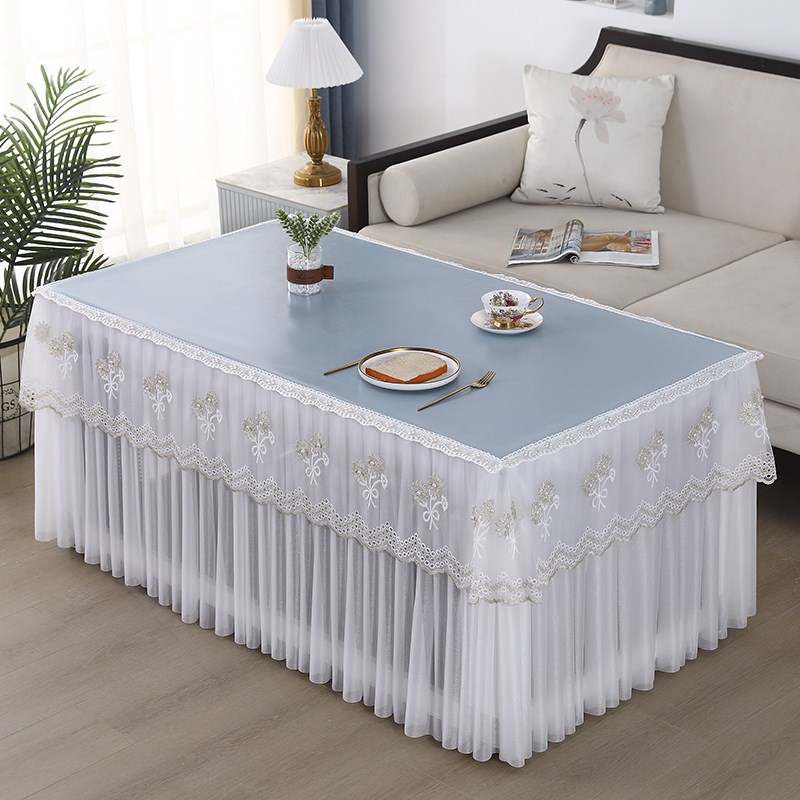 油蜡皮蕾丝餐桌茶几罩烤火桌罩E套防水防油免洗长方形电炉罩