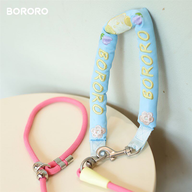 BORORcO小狗狗牵引绳P绳外出遛狗专用链子中小型犬防爆冲链条
