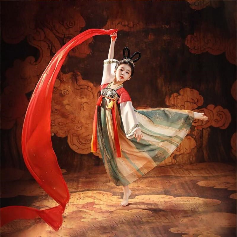 女童汉服春秋f超仙敦煌飞天舞蹈服装嫦娥仙子古风襦裙中国风演出