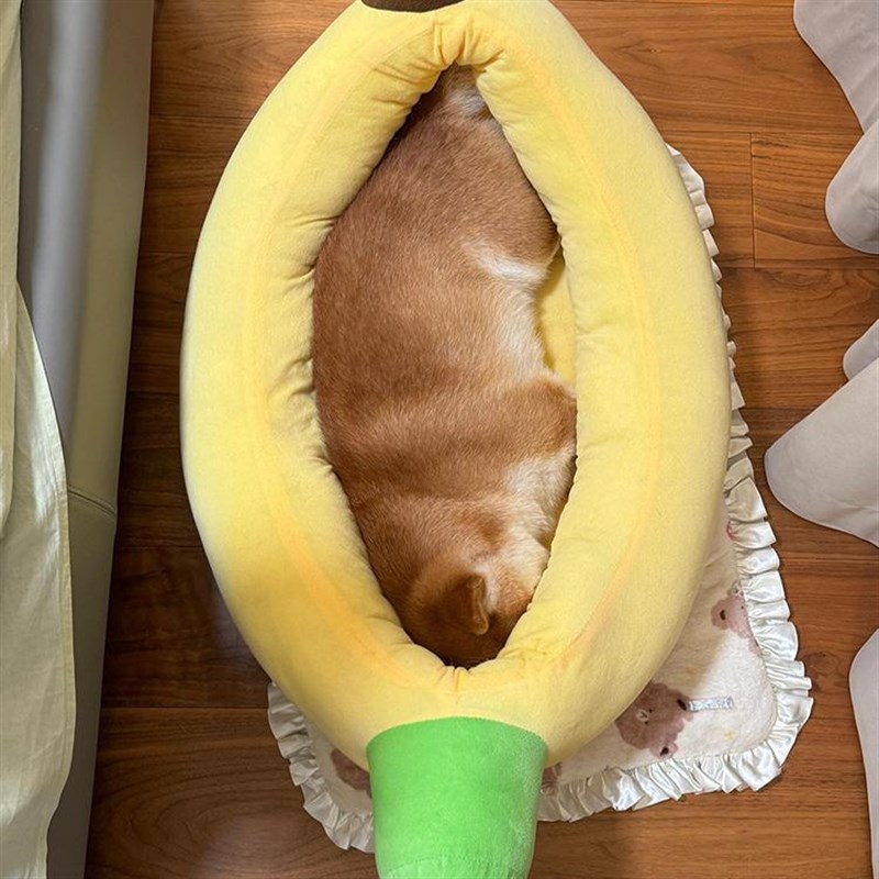 香蕉船狗窝柯基泰迪专用能拆洗的中小型犬猫窝狗垫V子宠物冬季保
