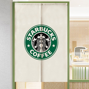定制logo奶茶店咖p啡店门帘厨房饭厅防油隔断窗半遮挡布帘洗手间