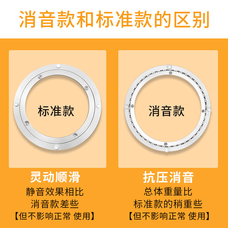 餐桌转盘底座轴承铝合金大理石实木圆桌玻K璃桌子旋转家用顺滑轨