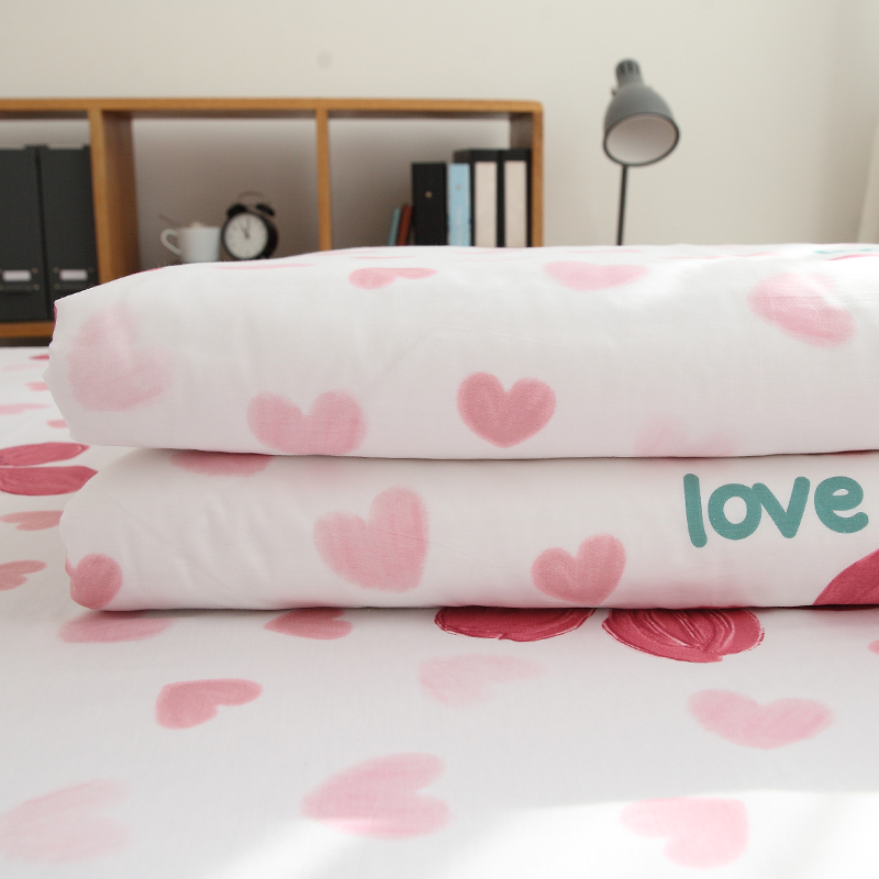 花和爱心纯棉被套单件全棉被罩被芯套150x20H0被子套被单200x230c