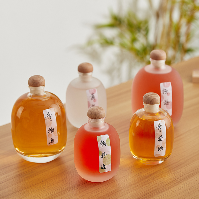 日式果酒瓶空瓶密l封瓶小酒瓶泡酒玻璃一斤装酿酒瓶子酒瓶定制