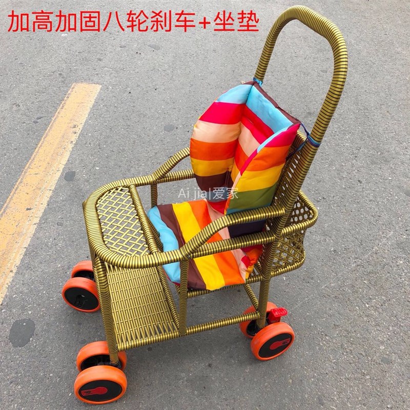 宝宝座椅伞车婴i儿竹藤车小孩推车藤编车藤条儿童藤椅推车竹车餐