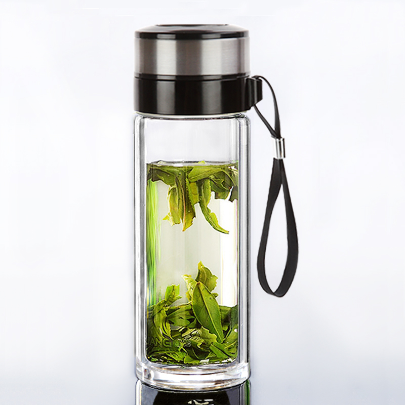 便携双层玻璃g杯耐热泡茶杯子男女士水杯带盖加厚有过滤网杯子车