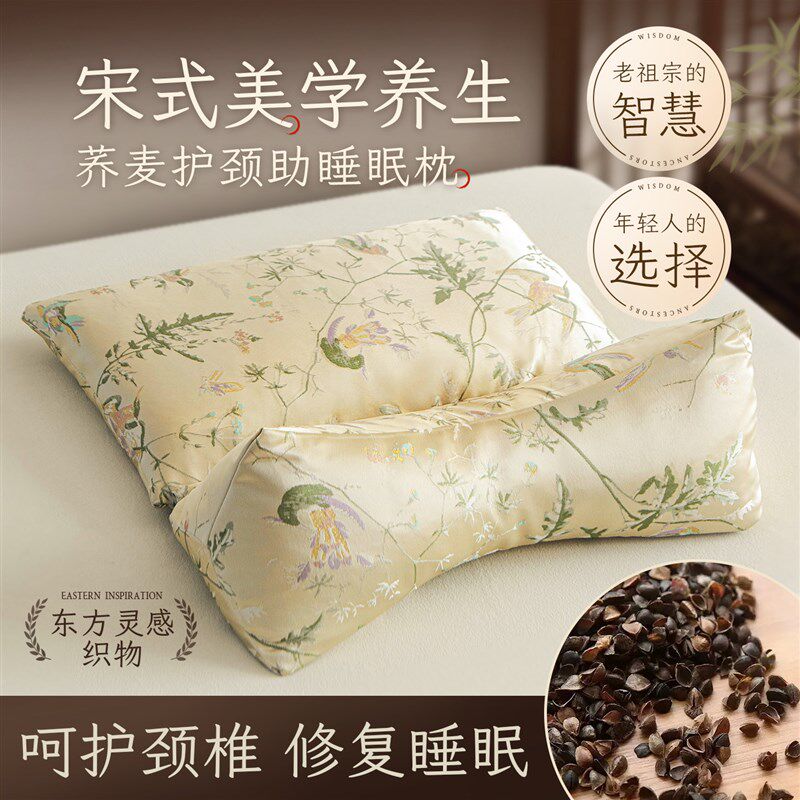 枕头护颈椎助睡眠专用荞麦成人儿童E夏天睡觉专用圆柱枕芯三角枕
