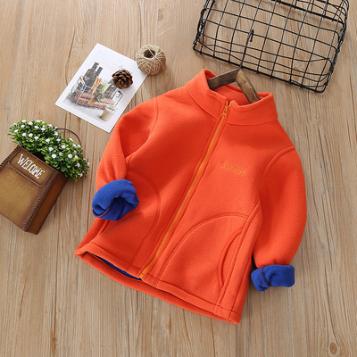 抓绒衣男童摇粒绒外套女宝户外冲锋衣内胆春秋冬双面加.厚卫衣开