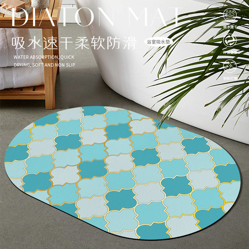 花砖浴室地垫g软硅藻泥吸水卫生间厕所防滑脚垫地毯门垫台面沥水,居家布艺,家用脚垫,淘宝优惠券,粉丝福利购,淘宝优惠卷