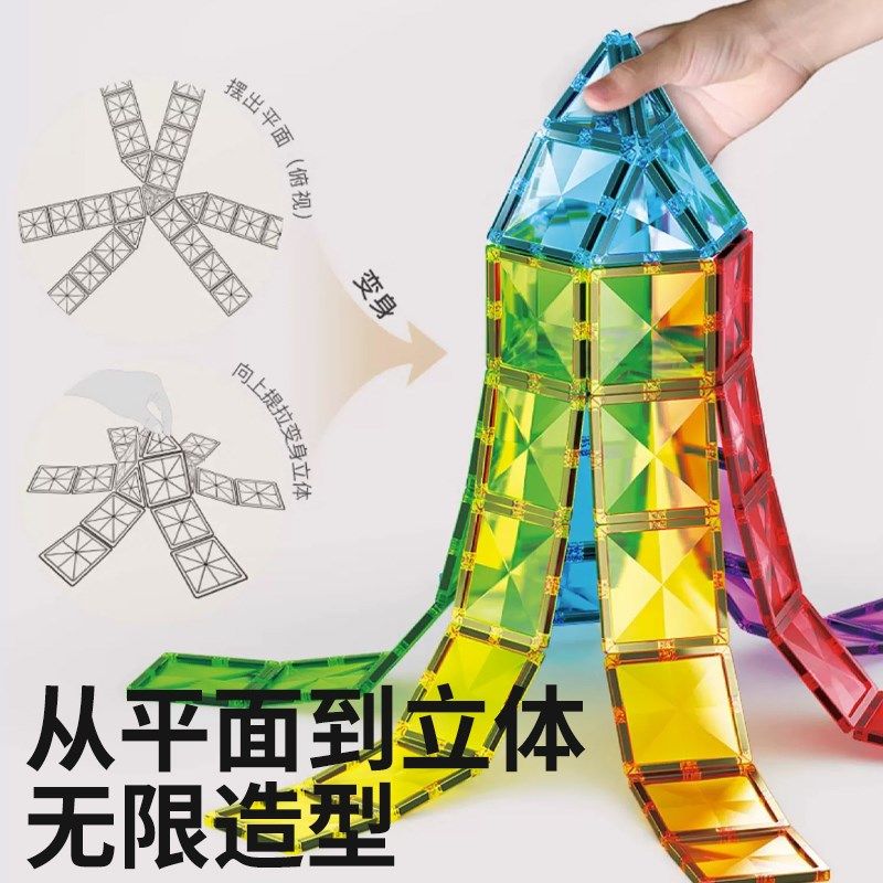 儿童彩窗磁力片益智玩具男女x孩拼图磁铁积木拼装智力动脑启蒙礼