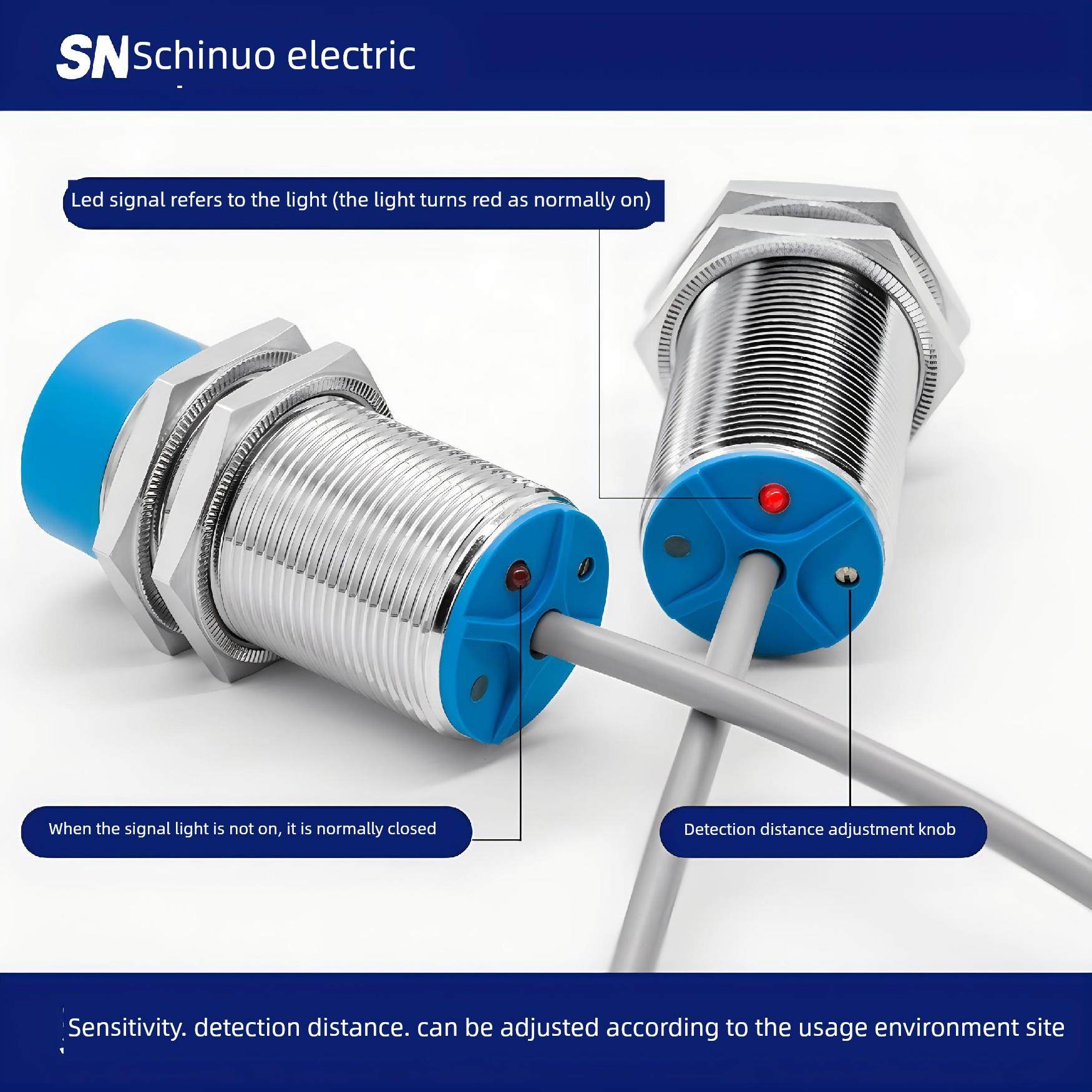 线性位移传感器模拟量双输出M12 M18 M30测距0-10V 4-20mA电感式