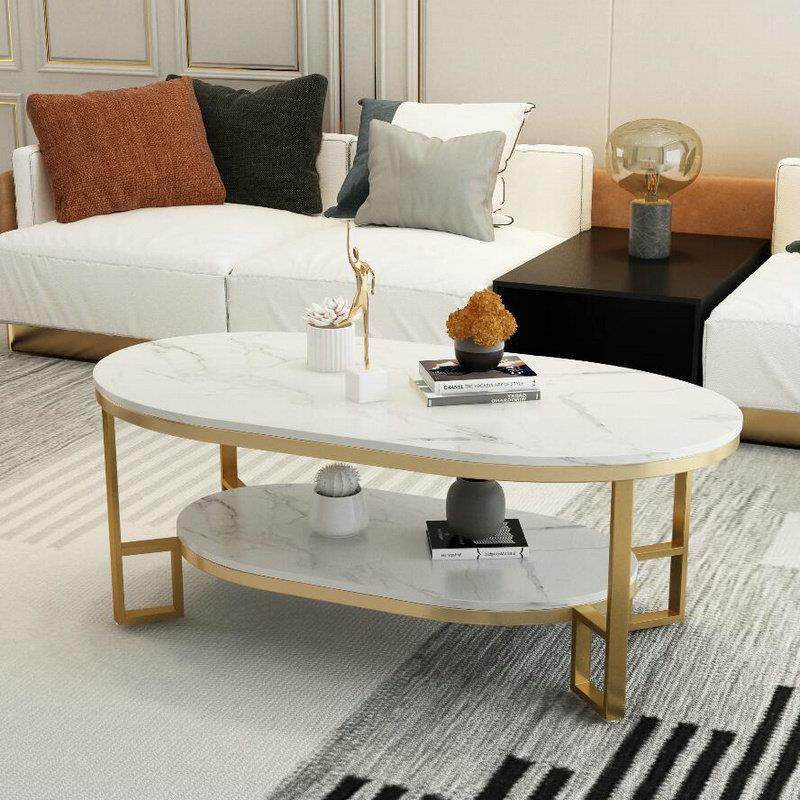 北欧椭圆形岩板茶几小户型轻奢现代简约客厅家用双层大理石茶几桌,住宅家具,茶几,淘宝优惠券,粉丝福利购,淘宝优惠卷