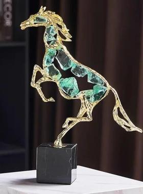 轻奢高档马到成功摆件装饰品工艺品电视柜酒柜玄关家居招财欧式