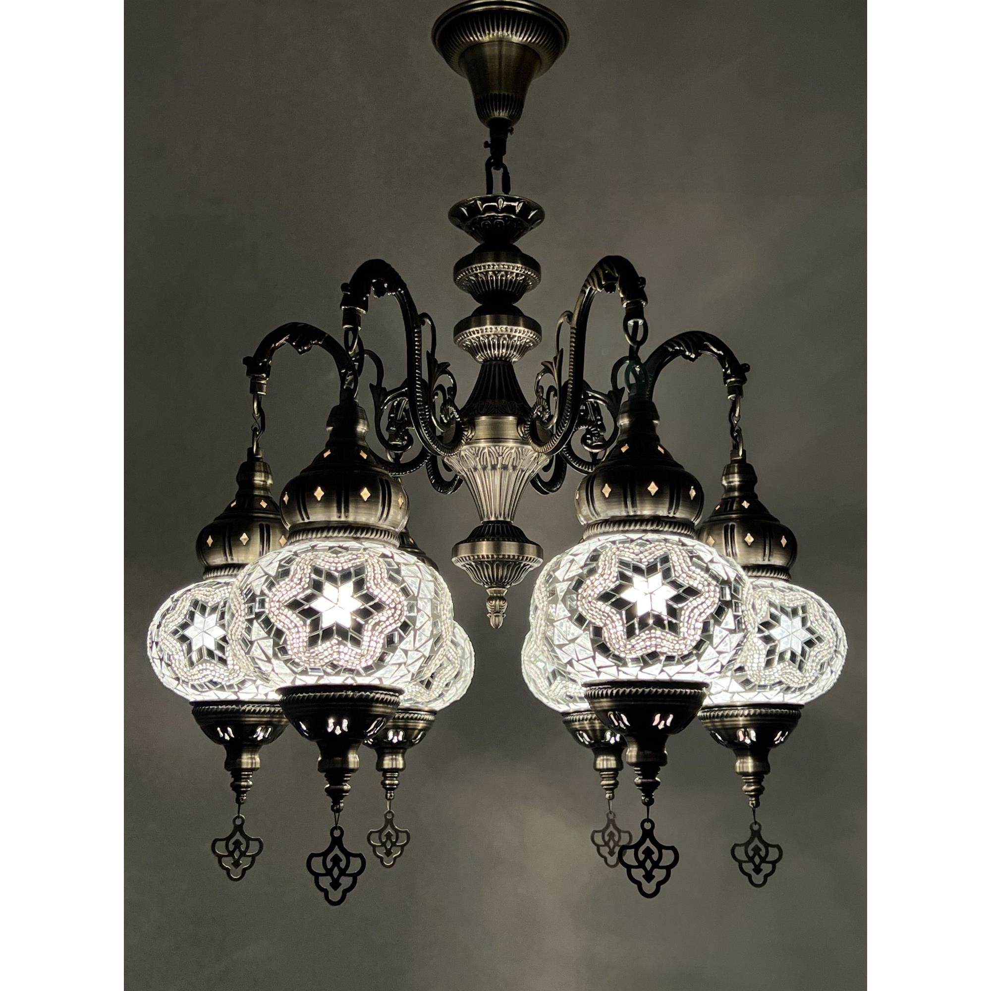 2023新款特色餐厅包间咖啡厅酒店民宿土耳其手工经典6头枝型吊灯