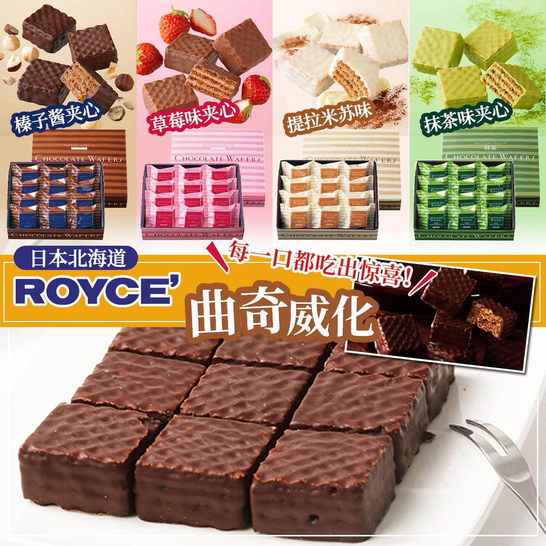 北海道进口royce若翼族威化巧克力抹茶饼干草莓榛子零食追剧送礼