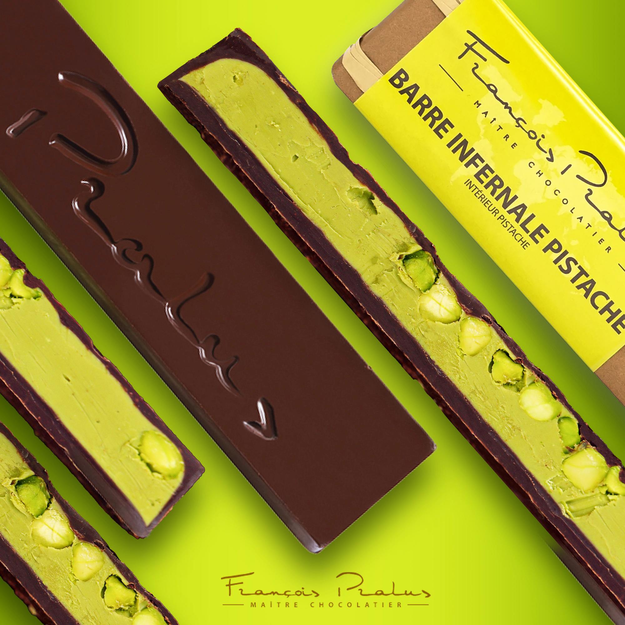 法国进口普阿鲁斯Pralus 70% 极度开心果夹心巧克力榛子坚果夹心