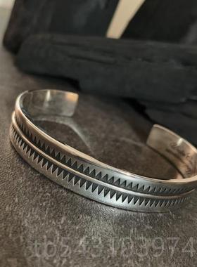 正品不同 匠原创高桥盾925纯银开口手镯复古泰银齿印第安男锯女银
