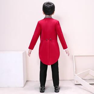 正品儿婚童红色礼服男童燕服男尾孩主持礼魔术指挥琴演出钢服韩版