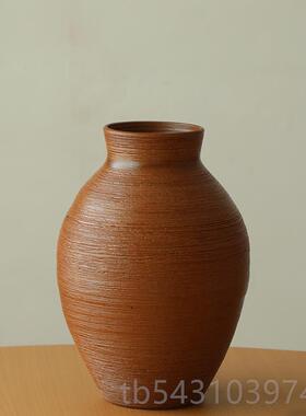 正品朴陶瓷粗禅陶花瓶复古侘寂风摆件陶客厅意名宿酒罐店古花艺插