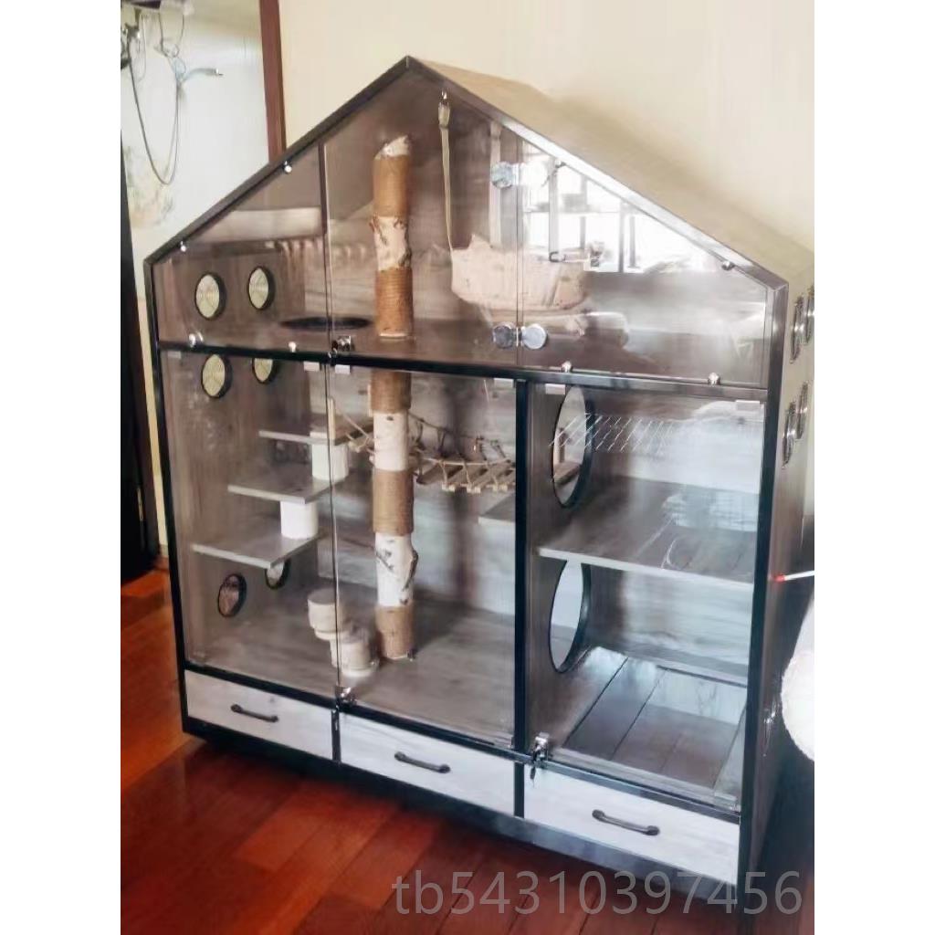 正品定制全景猫猫别墅实家木用笼超猫大自由空间室内猫咪豪华柜猫图片