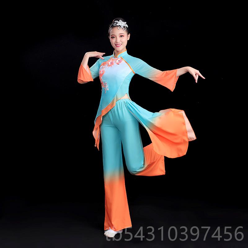 正品古典演出服 飘女新款逸套舞蹈服装 中国风装扇子舞广场舞秧歌