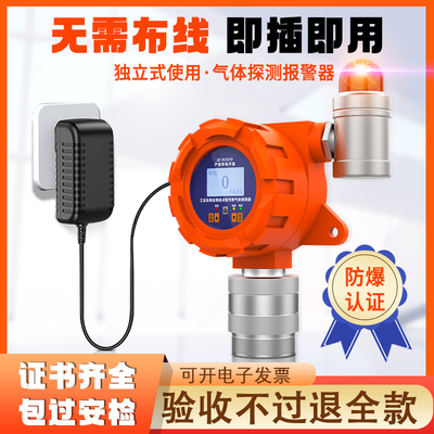 独立插电式工业可燃气体报警氧气氨气一氧化碳硫化氢气泄露探测器