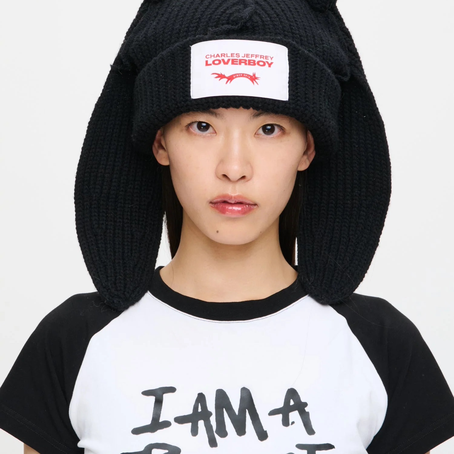 明星同款兔子造型绒线帽