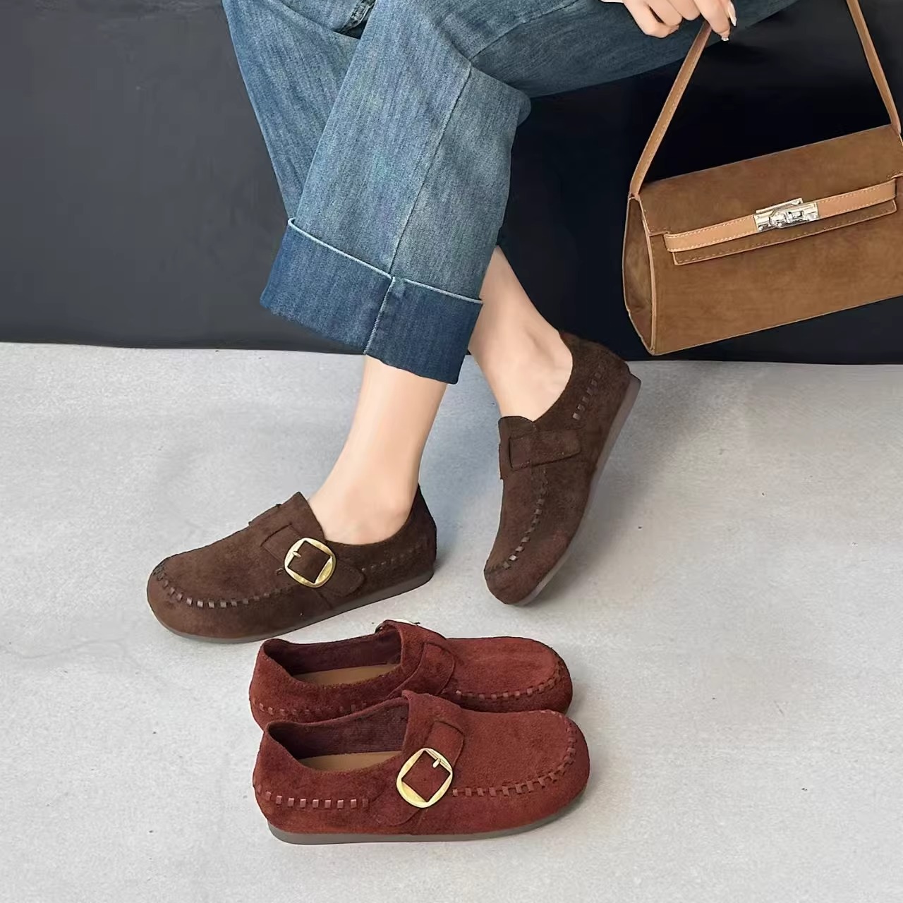 韩版磨砂皮勃肯鞋女2025新款百搭时髦休闲鞋一脚蹬懒人鞋超火单鞋