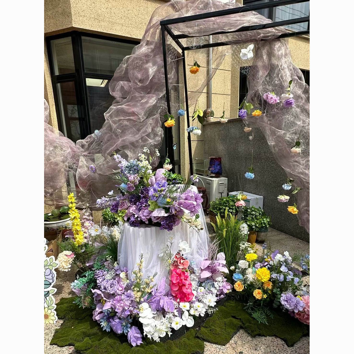 云雾铁丝网造型设计师面料定型背景装饰摄影婚庆道具可塑柔软纱网