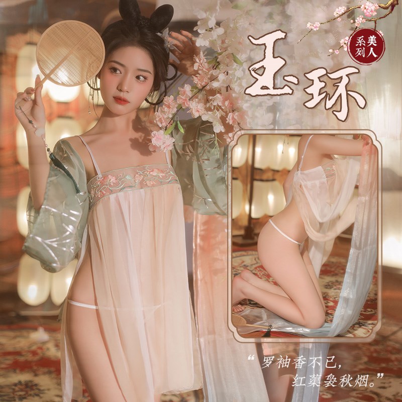 汉服睡衣大码胖mjm宫廷款超仙公主古装贵妃性感古风女睡裙古代寝