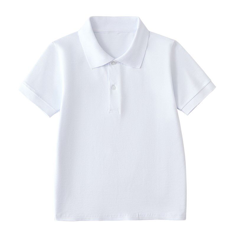 夏季儿童短e袖polo衫小学生校服中大男童白色T恤女童毕业班服定制
