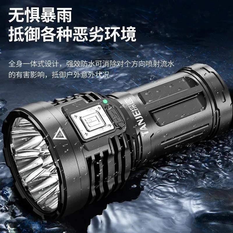 八核爆亮手电筒强光野外超亮户外夜行ledM远射灯大功率多功能充电