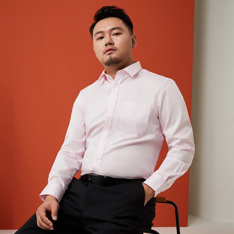 加肥加大纯棉白衬衫男长袖商务正装结婚J伴郎胖子大码西装职业衬