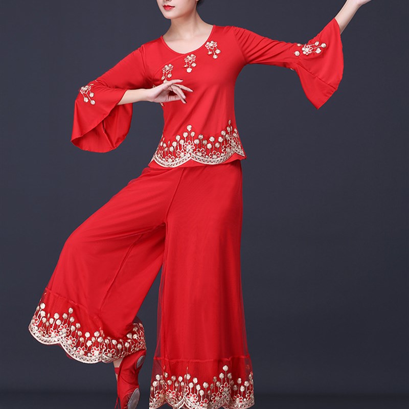 跳广场舞服装女新款套装2021中C老年中国风秧歌舞蹈服扇子舞演出