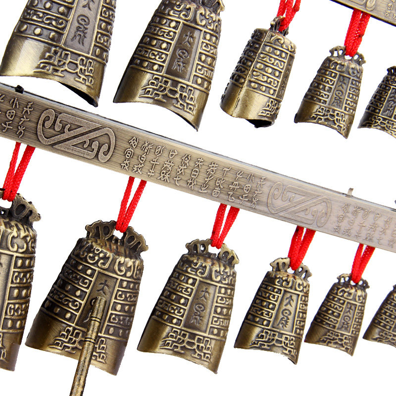 中式合金演奏乐器仿古双层编钟模型摆L件工艺品婚庆影视道具