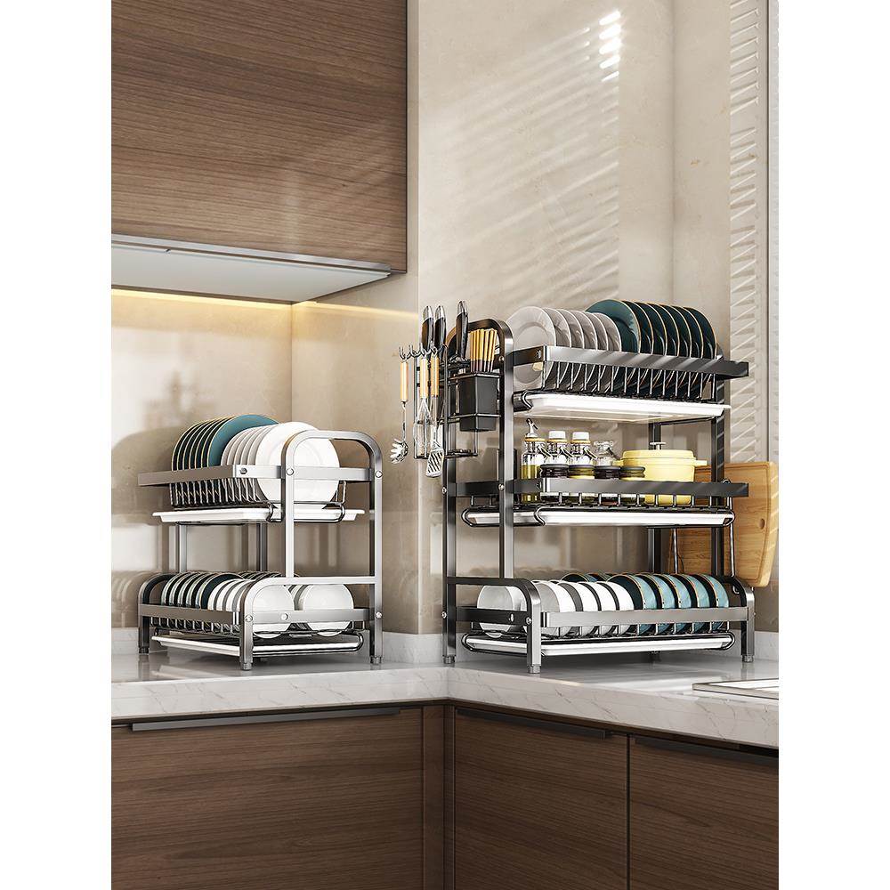 厨房置物架简约碗碟碗盘收纳层架碗架沥水架碗筷收纳盒家用放碗神