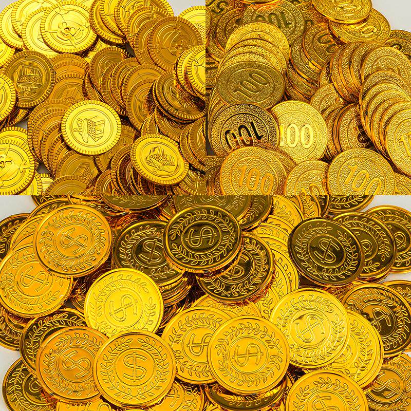 金币道具奖励游戏抓假硬币筹码彷真塑料海盗宝藏儿童奖励财宝钱币