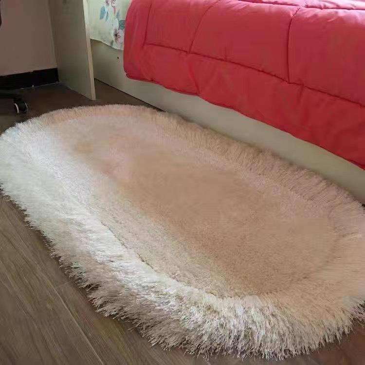 现代简约床边毯椭圆房间地毯加密细丝弹力丝地毯S客厅卧室地毯加