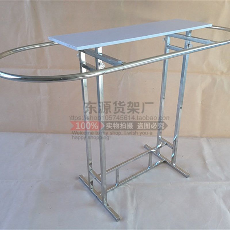 铁艺服装店货架展示架圆圈中岛挂衣架落地L展示架椭圆形不锈钢货