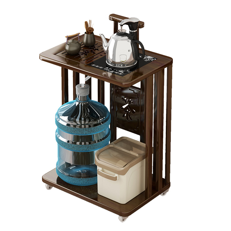 移动茶水柜小茶台实o木茶桌茶几客厅家用带轮茶车全自动烧水壶一