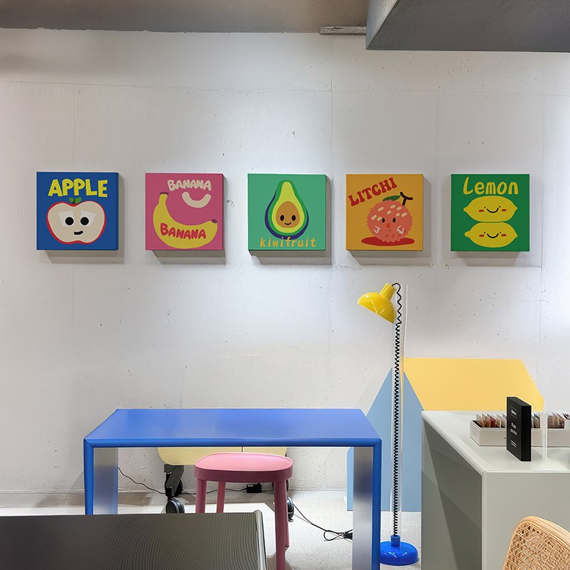 可爱趣味水果多巴胺组合s玄关装饰画儿童房卧室床头挂画沙发墙画图片